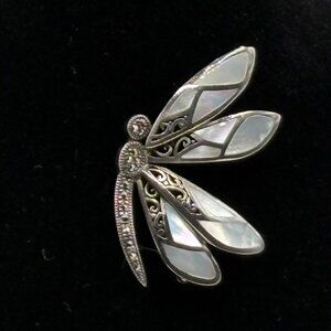 Sterling Silver Mother of Pearl Butterfly Pin